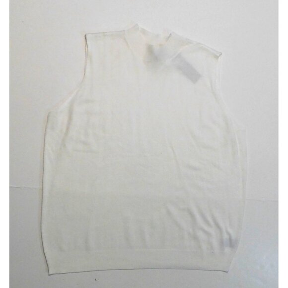 Worthington Mock Neck Sweater Womens XL Ivory Cream Sleeveless Soft Knit New - Picture 4 of 5